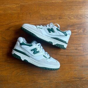Green and White New Balance 550s